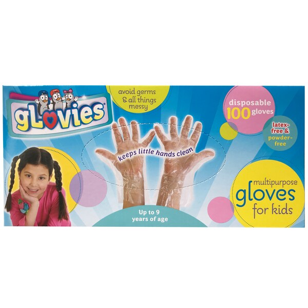 Guantes desechables Glovies, de plástico, talla única, paquete de 200, transparentes - LX002B100