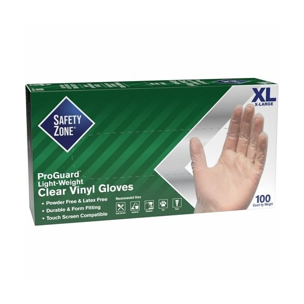 Guantes desechables de vinilo The Safety Zone, vinilo, sin polvo, XL, paquete de 100, azul - SZNGVP9XLHH.