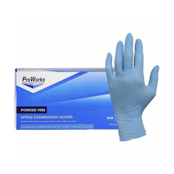 Guantes de examen de Nitrilo Hospeco, 5.5 milada, Nitrilo, sin polvo, XL, paquete de 10, azules - HOSGLN106FX