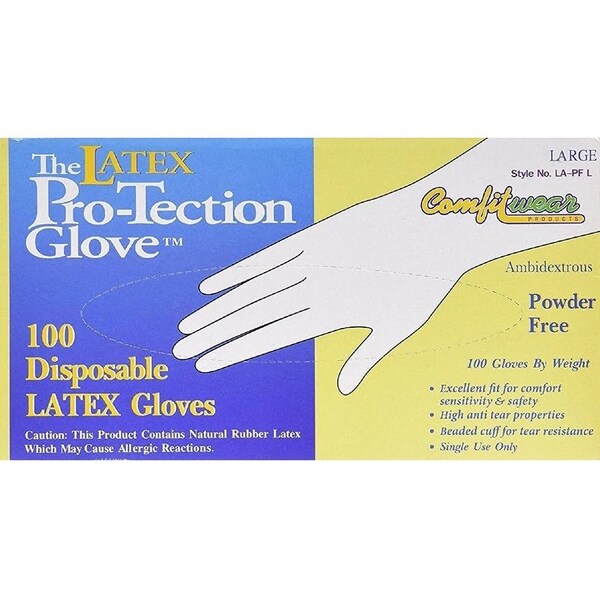 Guantes de látex desechables Comfitwear, tamaño grande, paquete de 10 - LA-PF-L-10PK