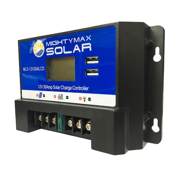 Mighty Max Battery 12V / 24V 30 Amp Solar Charge Controller with USB Port Display - MAX3532462