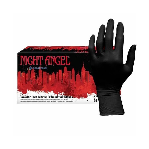 Hospeco Night Angel, guantes de examen de nitrilo, 4 mil de espesor en la palma, nitrilo, sin polvo, XL, 10 paquetes, negro - HOSNGL228