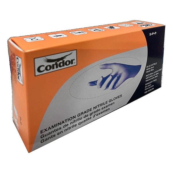 Condor Not Applicable, Guantes Desechables, 4 mil Palm, Nitrilo, Sin Polvo, 100 Pz, Azules - 819MF8