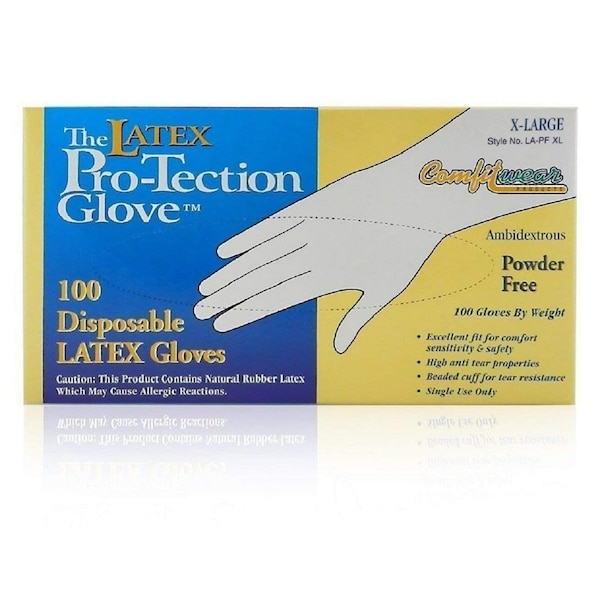 Guantes de látex desechables Comfitwear 200, sin polvo, tamaño Extra Grande, 2 paquetes - LA-PF-XL-2PK