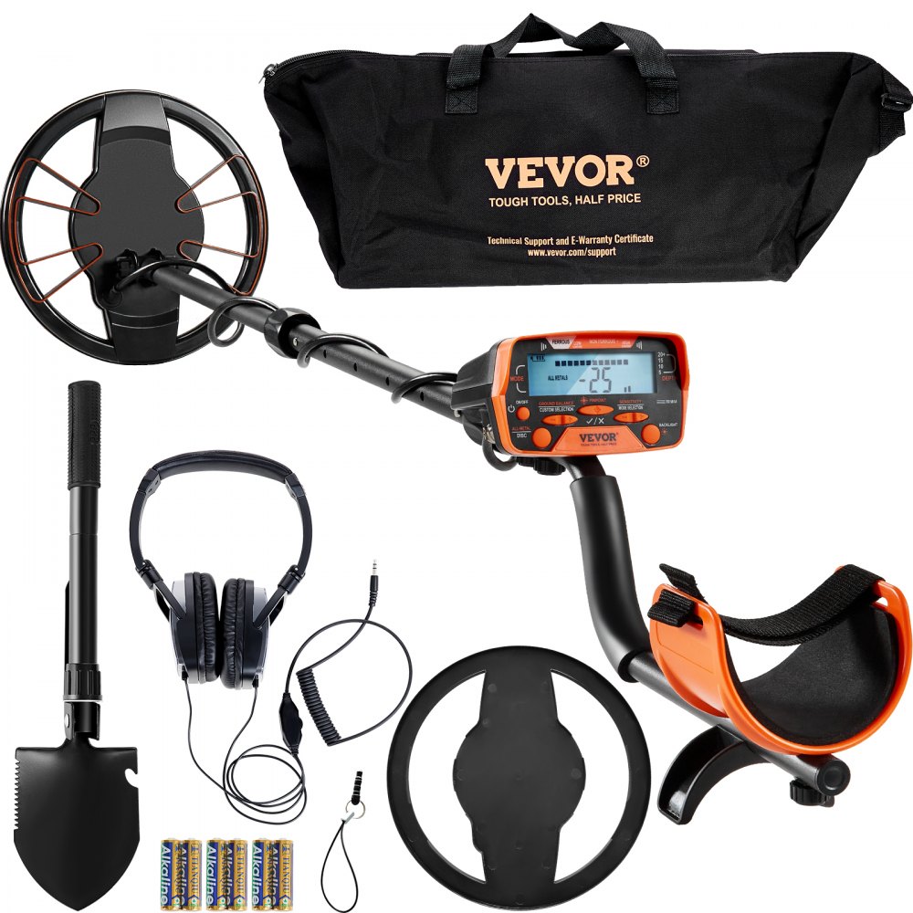 VEVOR Metal Detector for Adults & Kids, 10 Inch Waterproof Search Coil with LCD Display 7 Modes, Adjustable 41''-52'' Aluminum Stem, DSP Chip Higher Accuracy Gold Detector 10'' Detection Depth - YJSJSTCQ10510KDE7V0