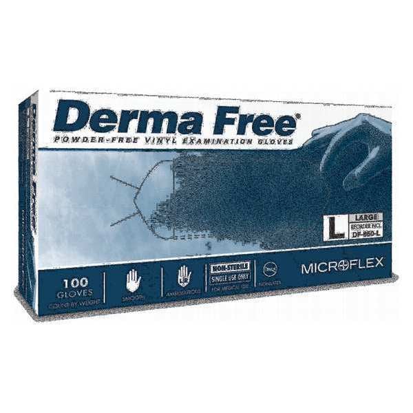 Ansell DF-850, Guantes de Examen de Vinilo, Palma de 3.9 mil, Vinilo, Sin Polvo, Talla L (9), Paquete de 100, Transparente - DF-850-L