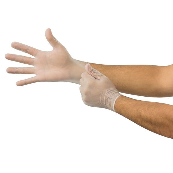 Ansell DF-850, Guantes de Examen de Vinilo, Palma de 3.9 mil, Vinilo, Sin Polvo, Talla L (9), Paquete de 100, Transparente - DF-850-L