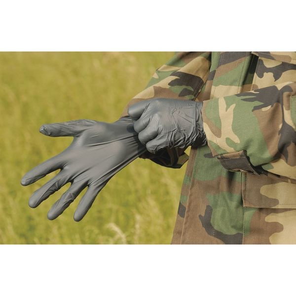 Guantes desechables Showa 9700PF, 6 mil de palma, nitrilo, sin polvo, XL (10), 50 PK, negro - 9700PFXL