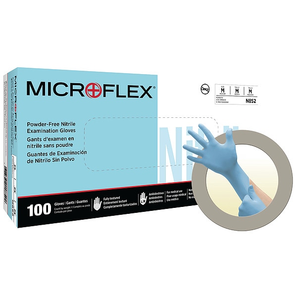 Ansell MICROFLEX(R) N85, Guante de examen de nitrilo completamente texturizado Microflex, 3.5 mil Palm, Nitrilo, sin polvo - N85