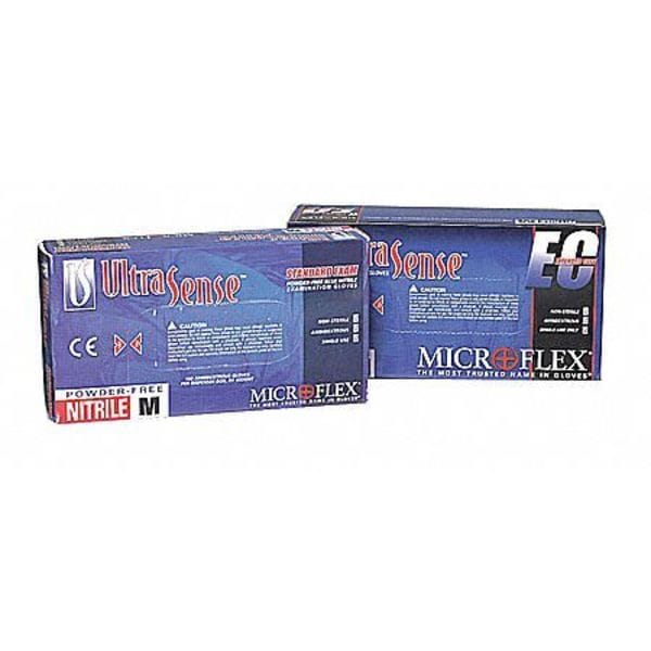 Ansell USE-880, Guantes de examen, 3.5 mil de palma, Nitrilo, sin polvo, L (9), 100 paquetes, Azul - USE-880-L