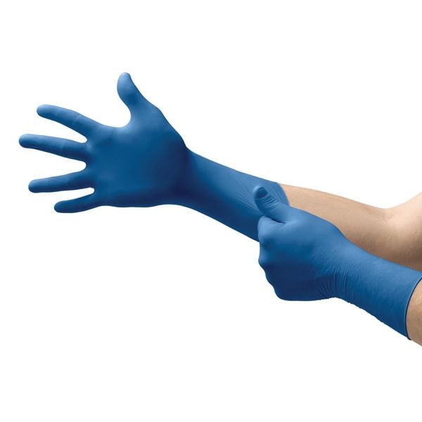 Ansell USE-880, Guantes de examen, 3.5 mil de palma, Nitrilo, sin polvo, L (9), 100 paquetes, Azul - USE-880-L