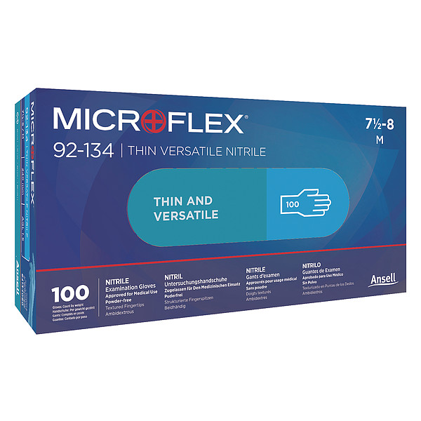 Guante de examen de nitrilo Ansell Microflex(R) 92-134, versatilidad, con dedos texturizados, palma de 2.8 mil, nitrilo - 92-134