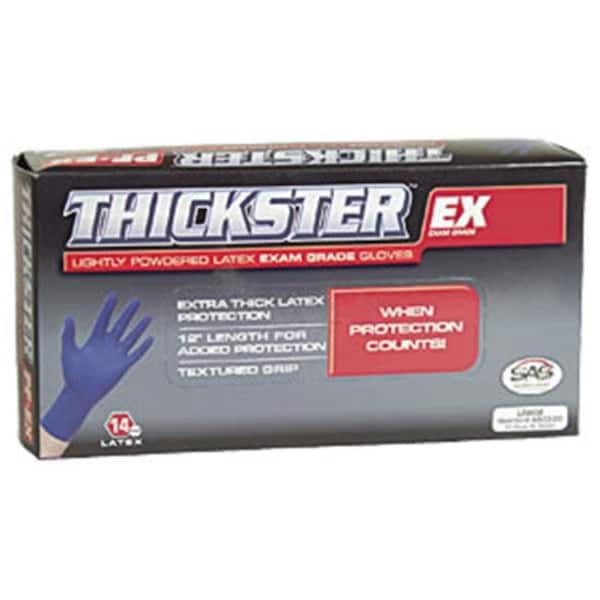 Guantes de examen de látex de S.A.S. Safety Corp Thickster, 14 mil de grosor en la palma, látex, XL, azules - SAS6604