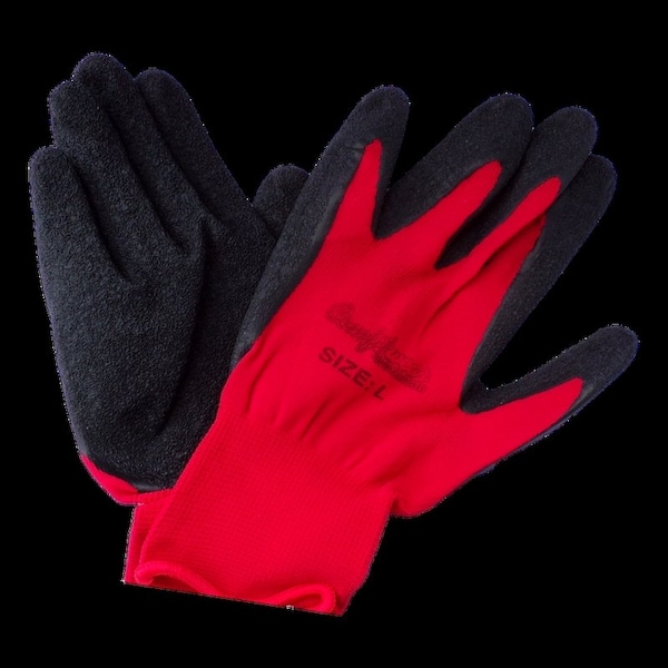 Guantes rojos con textura arrugada de látex Comfitwear ComfiGrip, paquete de 12 - CGG-LC-L-T-12PK