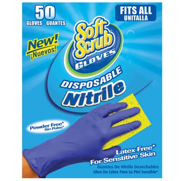Guantes desechables de nitrilo de Big Time Products, nitrilo, sin polvo, tamaño único, paquete de 50, un tamaño - 160290