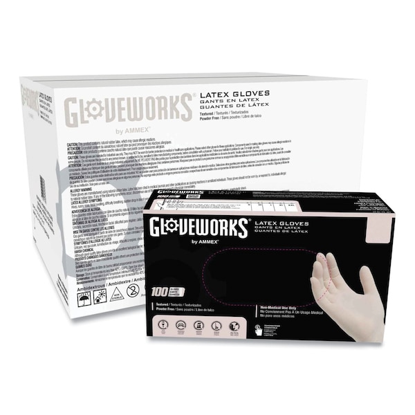 Guantes desechables de látex Gloveworks By Ammex, sin polvo, 4 mil, extra grandes, marfil, paquete de 1000 - TLF48100