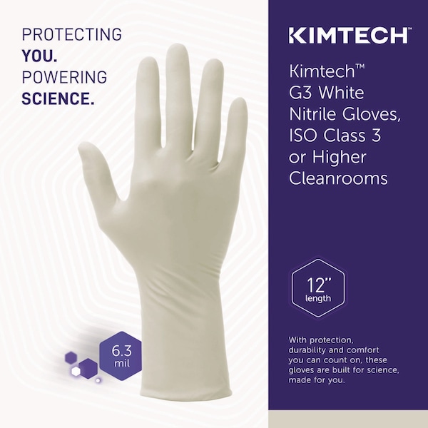 Guantes de Nitrilo Blancos Kimtech G3, Talla X-Grande, 6.3 mil, Paquete de 1000 - KCC 56886