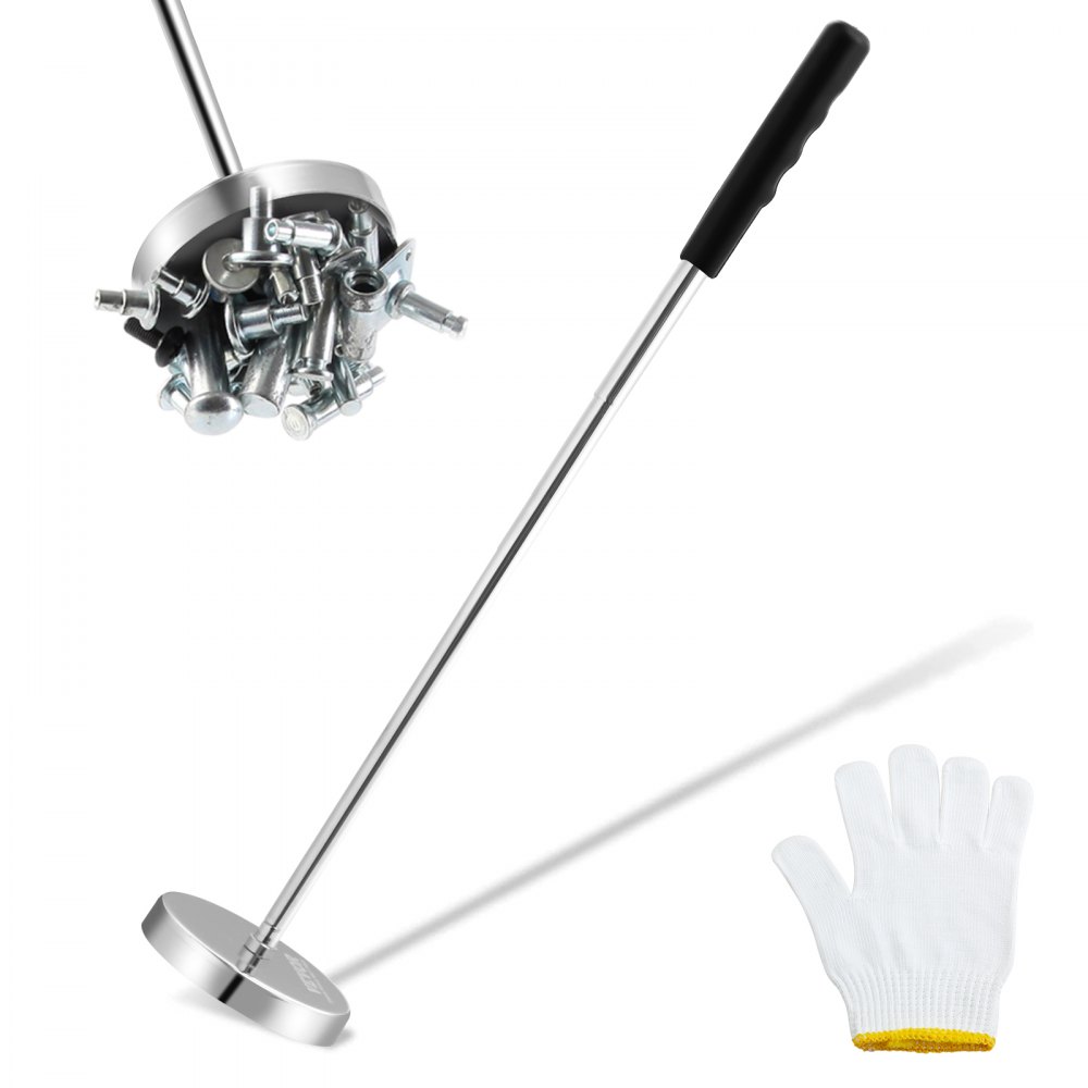 VEVOR Telescoping Magnetic Sweeper Pickup Tool, 3.5inch Handheld Screws Parts Finder with 35LB Pull Capacity, Retractable Handle 8.3 to 33 inches with Strong Magnet, Pick up Nails Screws Metal Parts - SCSCXQSQS35353C08V0