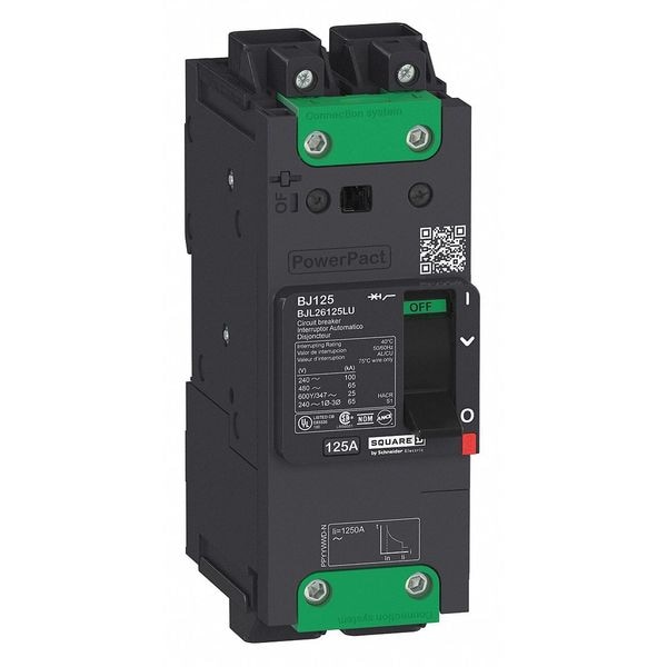 Square D Molded Case Circuit Breaker, BGL Series, 45A, 2 Pole, 347/600V AC, 65kA at 240V AC - BGL26045LU
