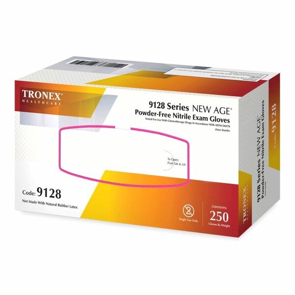 Guante de examen de la serie New Age 9128, tamaño grande, no estéril, de nitrilo con textura en las puntas de los dedos, color violeta azulado, probado para quimioterapia, 2500 piezas - 9128-30