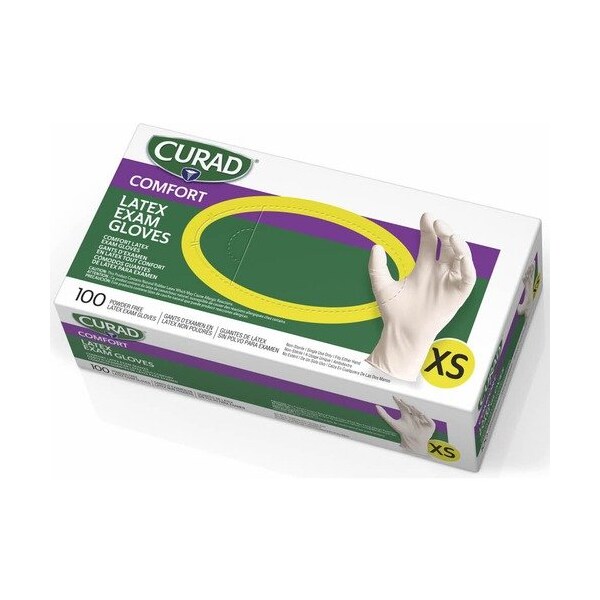 Guantes de examen de látex de Medline Industries, látex, sin polvo, XS, paquete de 100 - MIICUR8103