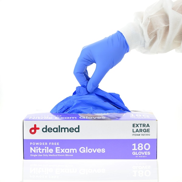 Guantes Desechables de Nitrilo Dealmed, Nitrilo, Sin Polvo, XL, 1800 Piezas, Azul/Violeta - 787390