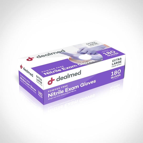 Guantes Desechables de Nitrilo Dealmed, Nitrilo, Sin Polvo, XL, 1800 Piezas, Azul/Violeta - 787390