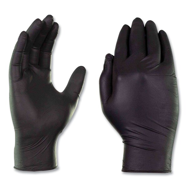 Gorros de examen de nitrilo sin polvo Gloveworks de Ammex, 6 mil, medianos, negros, paquete de 1000 - GWBEN44100