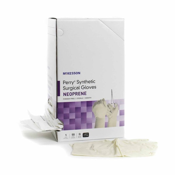 Guante Quirúrgico Sintético Mckesson Perry Talla 6 Estéril de Policloropreno con Puño Estándar Liso en Crema, Probado contra Quimioterapia, Paquete de 50 unidades - 20-2660N