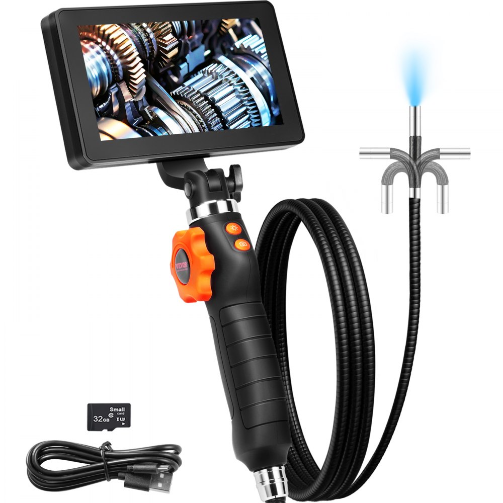 VEVOR Borescope Endoscope Two-Way 180° Articulating 5" IPS 8X Zoom 6.4mm Lens - ZXKQXNKJ15MDNH82SV9