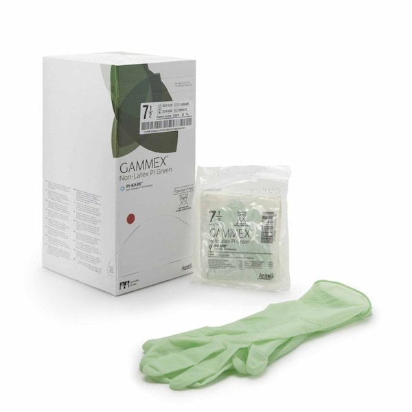 Guante quirúrgico Gammex Non-Latex Pi Verde Talla 7.5 de Poliisopreno Estéril con Puño Estándar de Longitud Micro-texturizado Verde Claro, 200 paquetes - 20685275