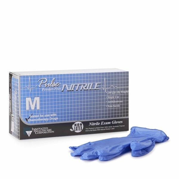 Guante de examen de nitrilo tamaño mediano sin esterilizar, puño estándar de nitrilo con textura en las puntas de los dedos color azul aqua, 200 piezas - 177202