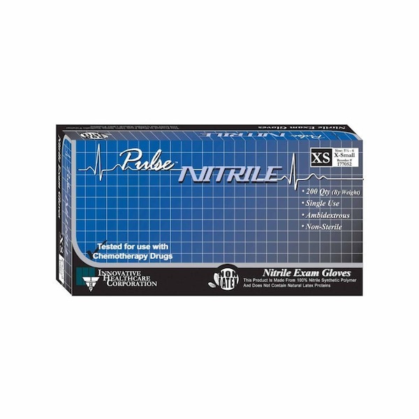Guante de examen de nitrilo sin esterilizar grande, puño estándar de nitrilo con dedos texturizados color azul agua, tamaño 200PK -177302.