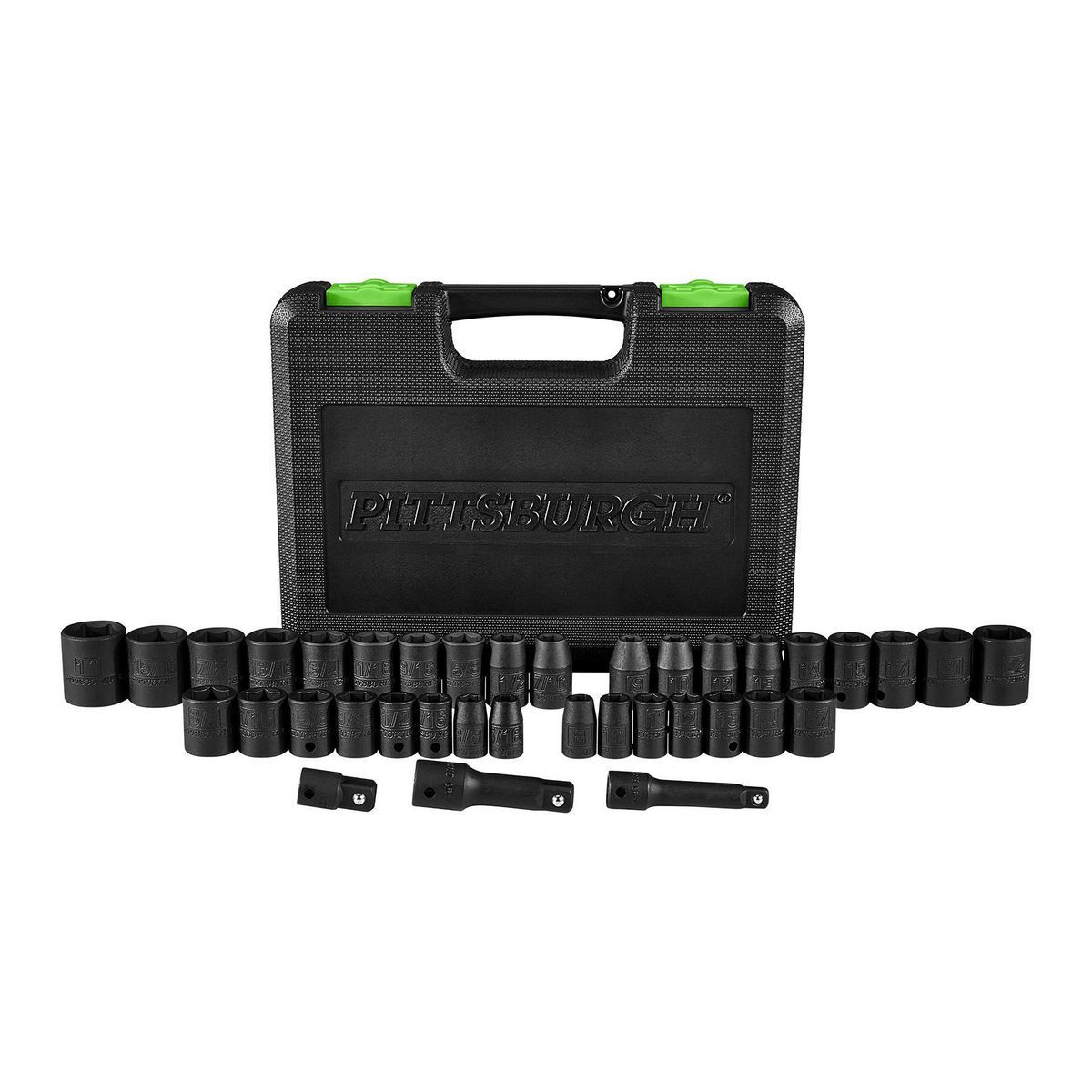 Set de puntas de impacto SAE y métricas Pittsburgh de 3/8 y 1/2 pulgadas, 37 piezas - 68011