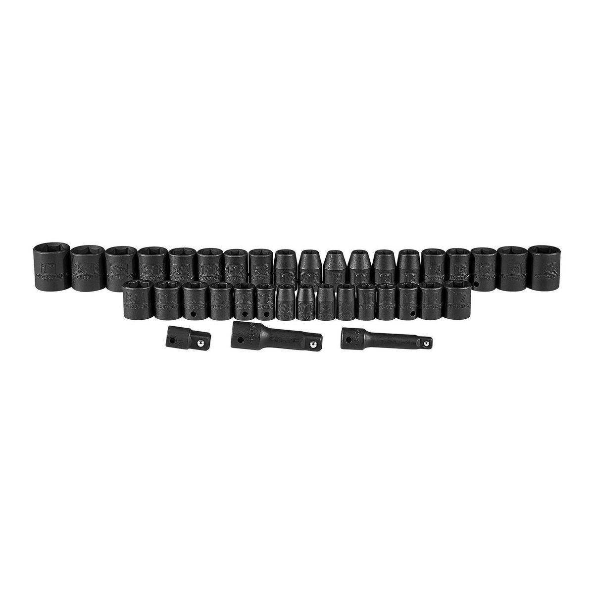 Set de puntas de impacto SAE y métricas Pittsburgh de 3/8 y 1/2 pulgadas, 37 piezas - 68011