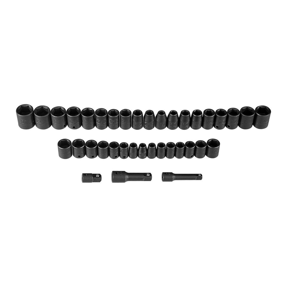 Set de puntas de impacto SAE y métricas Pittsburgh de 3/8 y 1/2 pulgadas, 37 piezas - 68011