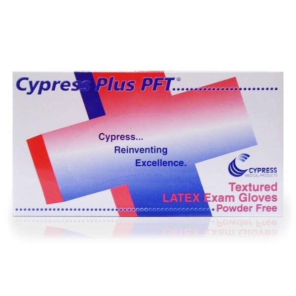 Guante de examen Pft Plus de Cypress Talla Mediana, No Estéril, Látex, Puño Estándar, Textura Completa, Marfil, No Calificado, Paquete de 100 - 23-94