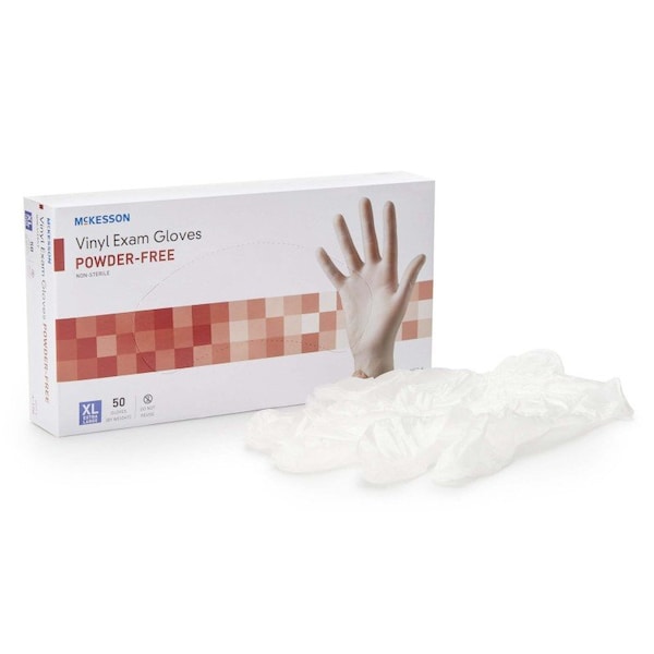 Guantes de examen de vinilo sin polvo Mckesson Confiderm, vinilo, XL, 1000 paq, transparentes - 14-170