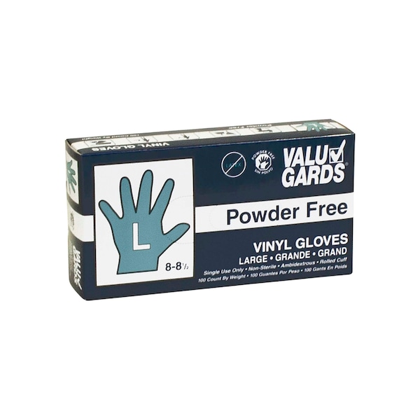 Guantes desechables de vinil Valugards PF, vinil, sin polvo, talla L, paquete de 1000, transparentes - 304340183