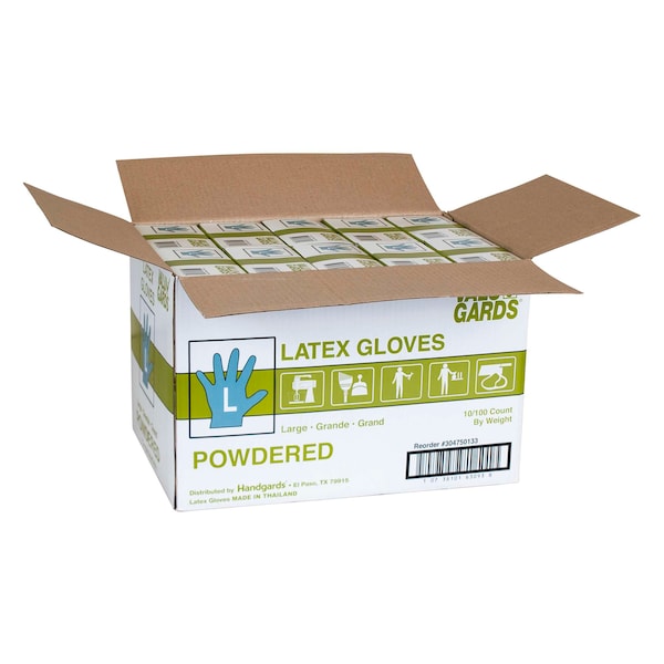 Valugards Guantes de látex desechables en polvo, látex, talla L, paquete de 1000 unidades, blanco - 304750133