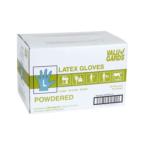 Valugards Guantes de látex desechables en polvo, látex, talla L, paquete de 1000 unidades, blanco - 304750133