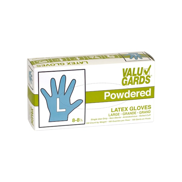 Valugards Guantes de látex desechables en polvo, látex, talla L, paquete de 1000 unidades, blanco - 304750133