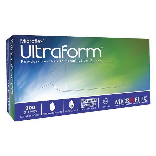 Ansell UF-524, Guantes de examen con tecnología ERGOFORM, palma de 2.4 mil, nitrilo, sin polvo, L (9), paquete de 300 - UF-524-L