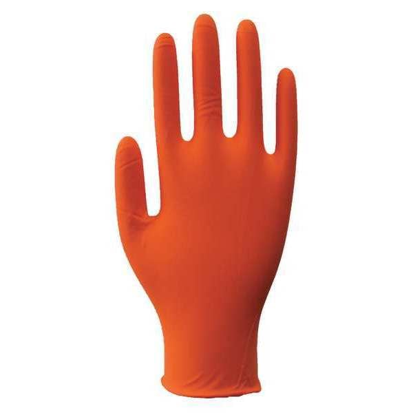 Guantes Desechables Condor, 4 mil Palm, Nitrilo, Sin Talco, L (9), 100 PK, Naranja - 48UM71
