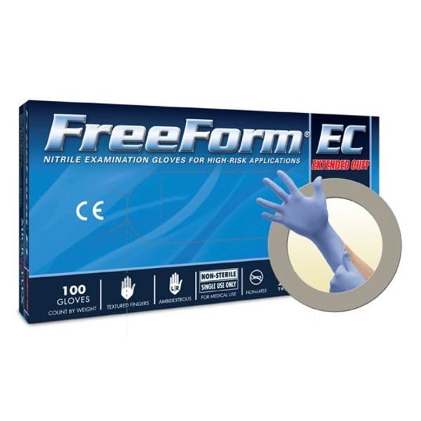 Ansell FFE-775, Guantes de Examen con Puntas Texturizadas, 4.7 mil Palma, Nitrilo, Sin Polvo, S (7), 50 paquetes - FFE-775-S