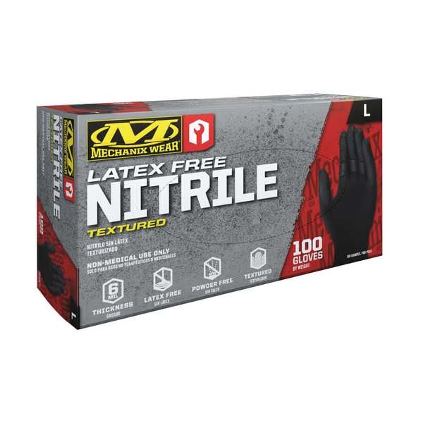Guantes de Nitrilo de Alto Rendimiento Mechanix Wear, Nitrilo Negro, Palma de 6 mil, Nitrilo, Sin Polvo, Talla 2XL (12), Paquete de 100 unidades - D15-05-012-100