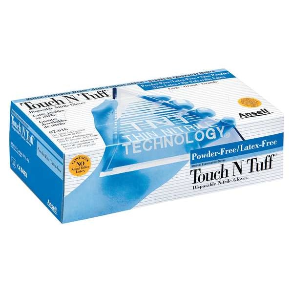 Ansell TouchNTuff 92-616, Guantes desechables de Nitrilo ligeros, 3 mil de grosor en la palma, Nitrilo, sin polvo, Talla M - 92-616