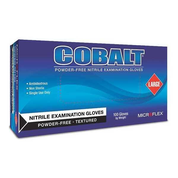 Guantes de Examen de Nitrilo Ansell Microflex, con Puntas Texturizadas, 3.9 mil, Sin Polvo, Talla XS, Color Azul Cobalto, Paquete de 100 - N190