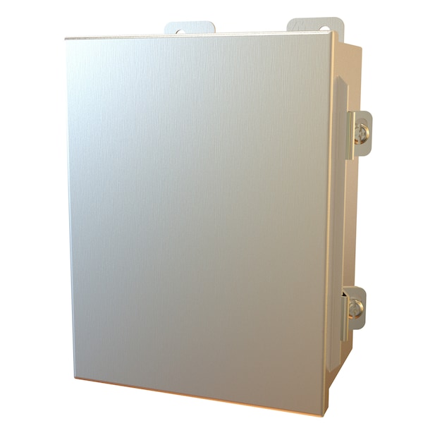 Hammond 304 Stainless Steel Electrical Enclosures, 8 in H, 4 in D, 6 in W, NEMA 4X, Hinged - 1414N4PHSSG4