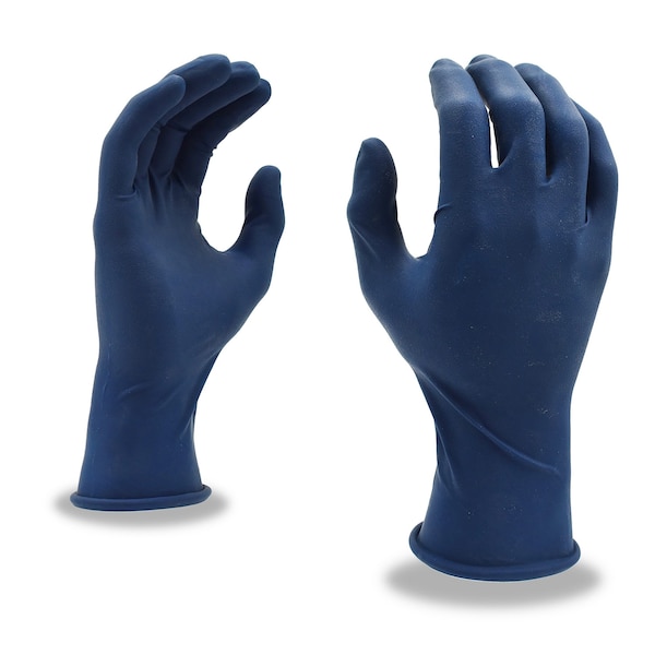 Cordova Dura-Cor, Guantes desechables de látex, 11 mil de grosor en la palma, látex, sin polvo, XL, paquete de 12, color azul oscuro - 4030XL